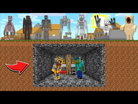 Minecraft BUILD SECRET UNDERGROUND HOUSE TO PROTECT AGAINST SCP MONSTERS MOB MOD !! Minecraft Mods