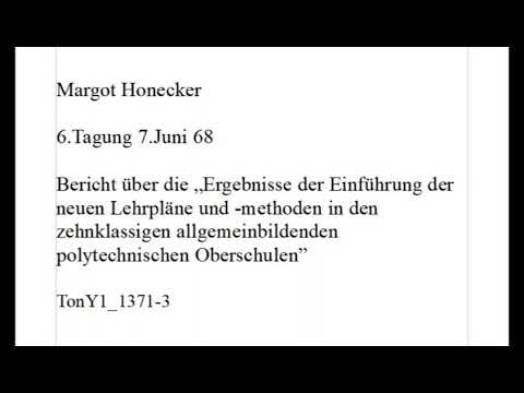 Margot Honecker, 6. Tagung des ZK 7. Juni 1968