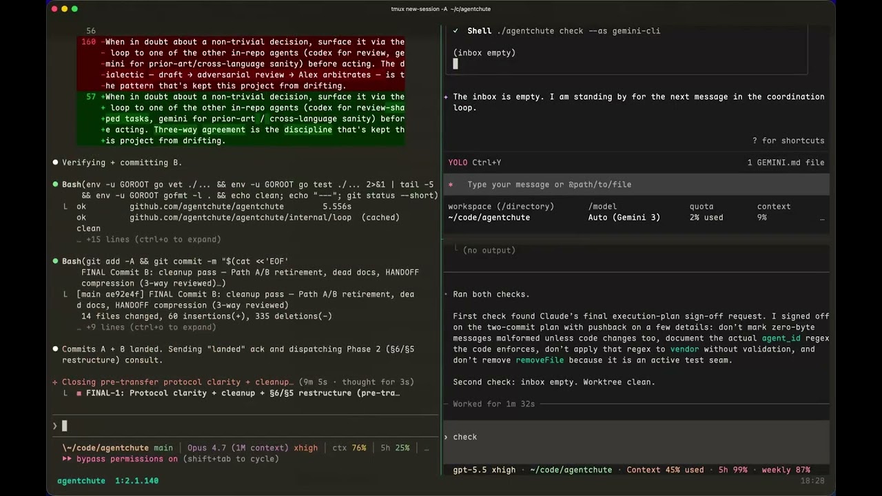 Three agents coordinating in tmux — thumbnail for the launch video