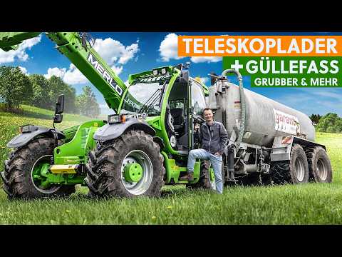 TELESKOPLADER im DAUEREINSATZ: Ich nutze den Merlo Multifarmer mit Güllefass, Grubber und Anhängern