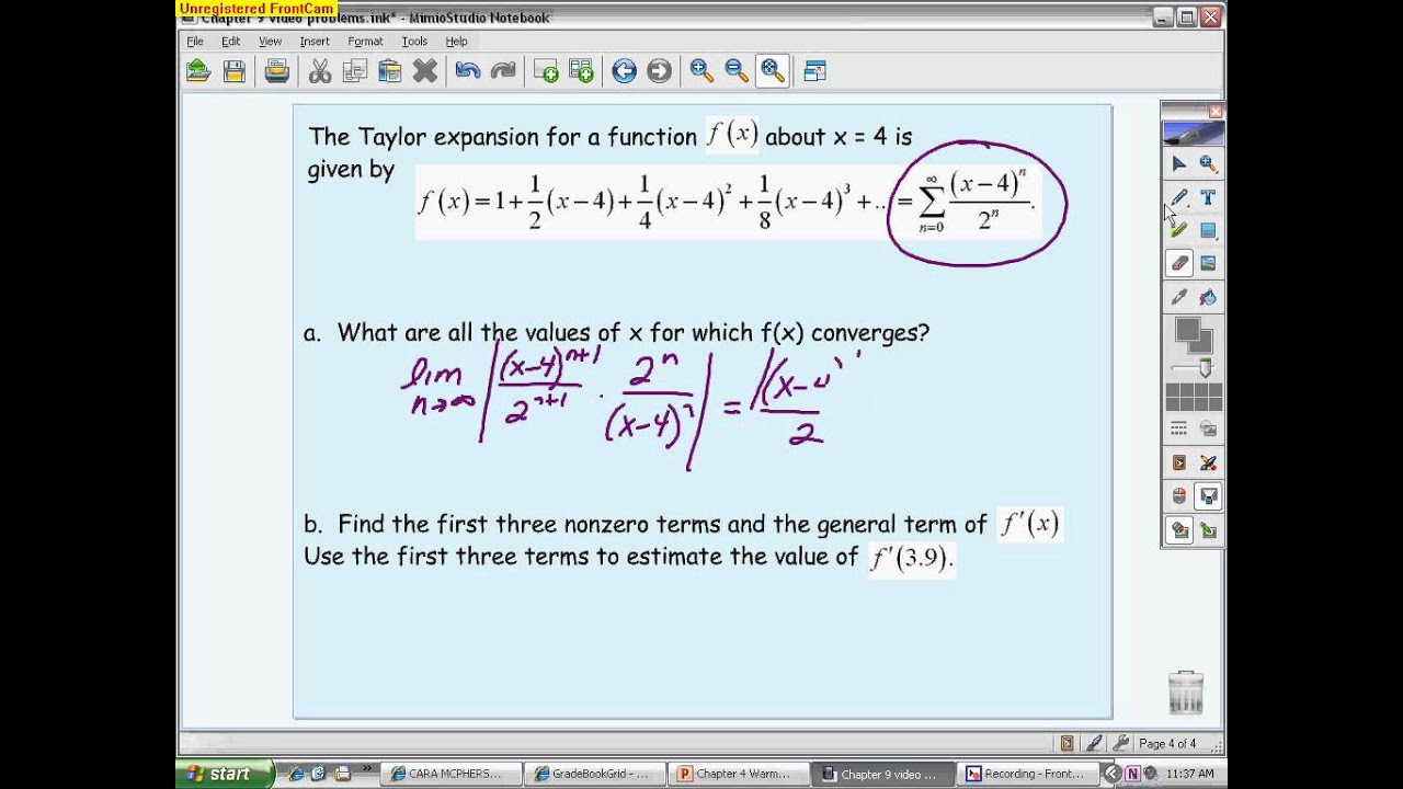 Chapter 9 Test Review - Taylor and Maclaurin Approximations
