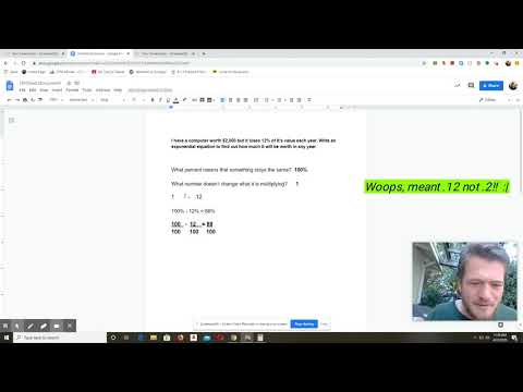 Percent Increase And Decrease As It Relates To Exponential Equations Math 1