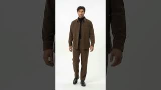 Men's Corduroy Shirt and Pants Walking Suit in Winter Cotton Fabric Casual in Color Brown leisure Style video