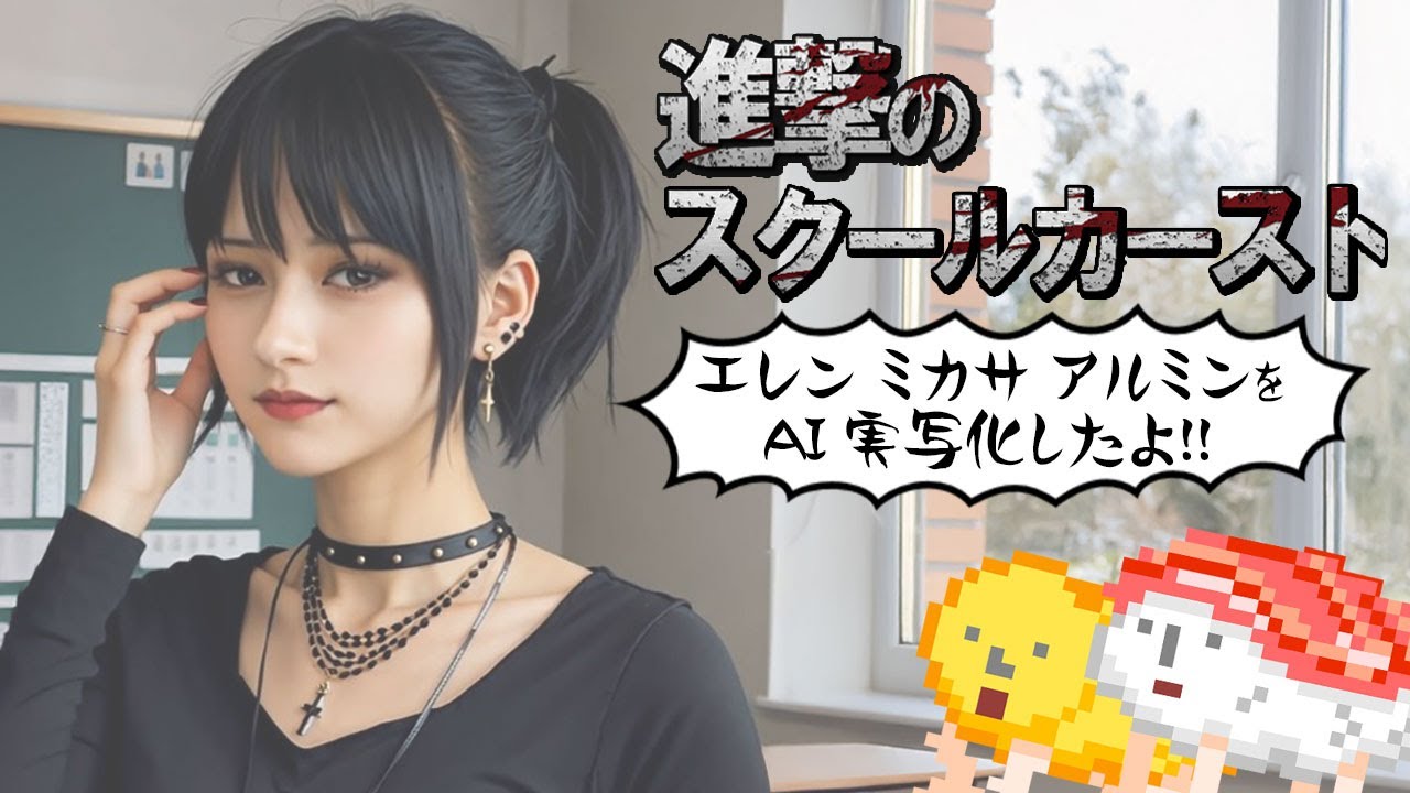 【進撃のスクールカースト】エレン・ミカサ・アルミンをAIで実写化・動画生成してみた