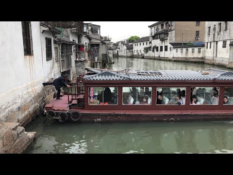 [4K] Barco turístico do canal da rua Suzhou / Shantang