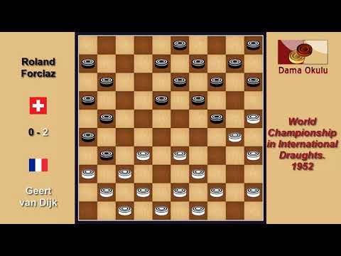 Geert van Dijk (NLD) - Roland Forclaz (SUI). Draughts World Championship. 1952.