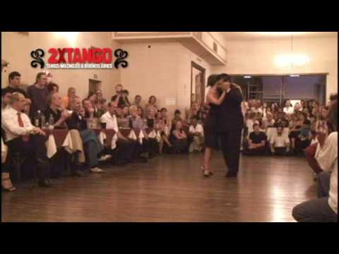  Maria Plazaola  and  El Pibe Avellaneda  are  dancing  to  the  tango  "  Guapeando  "