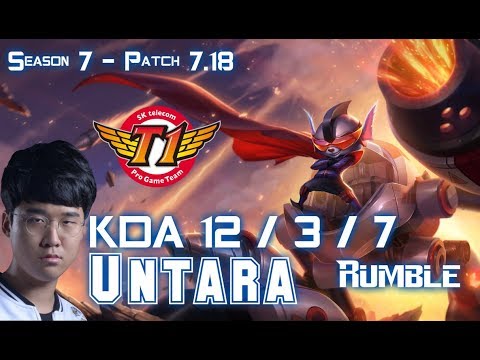 SKT T1 Untara RUMBLE vs RIVEN Top - Patch 7.18 KR Ranked