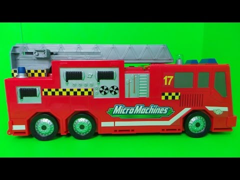 MICRO MACHINES TRANSFORMING FIRE TRUCK CITY GIANT FIRE ENGINE WITH MICRO FIRE ENGINE INSIDE