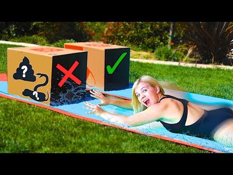 DON'T Water Slide Through The Wrong MYSTERY BOX! // SoCassie
