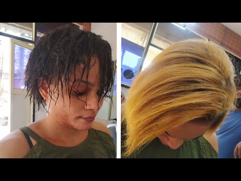 Girls Curly hair transformation | blond hair color and keratin treatment | hair style 2021