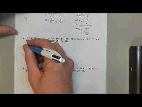 HA2T Conic Sections Practice Quiz Numbers 1 and 2