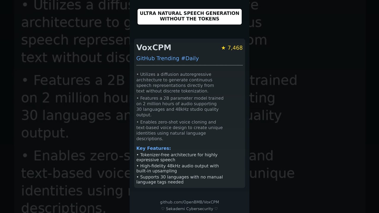 GitHub Trending Repositories: OpenBMB/VoxCPM 🇬🇧