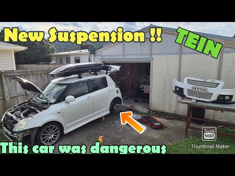 Tein Coilover Adjustable Suspension Install + Damage Found, Daily Driven Suzuki Swift ZC31S
