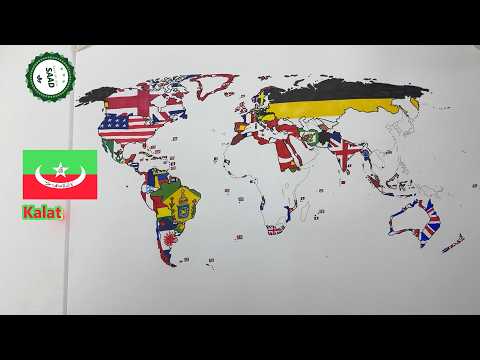 Drawing 1859 World flag map | 1859 World flag map drawing