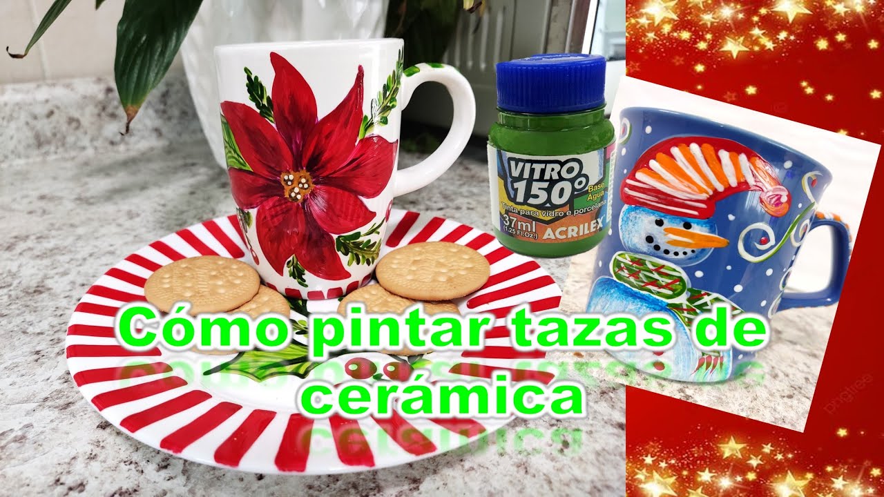 Cómo pintar tazas de cerámica sin resina/Tazas navideñas personalizadas /Manualidades para vender