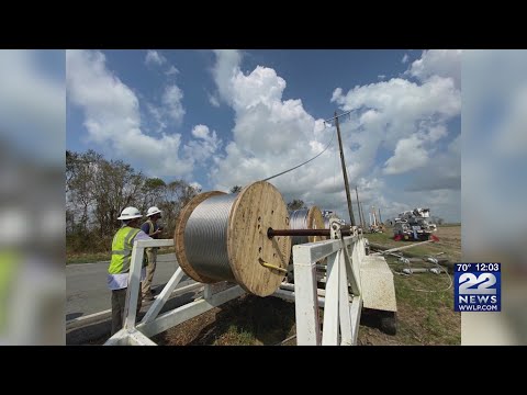 Eversource crews from Massachusetts helping to repair electric systems in Louisiana after Hurricane