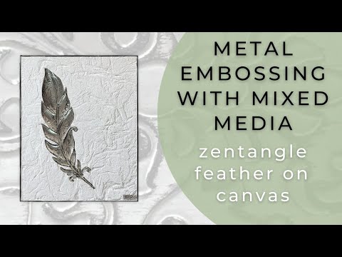 Embossed Metal Feather with Zentangles