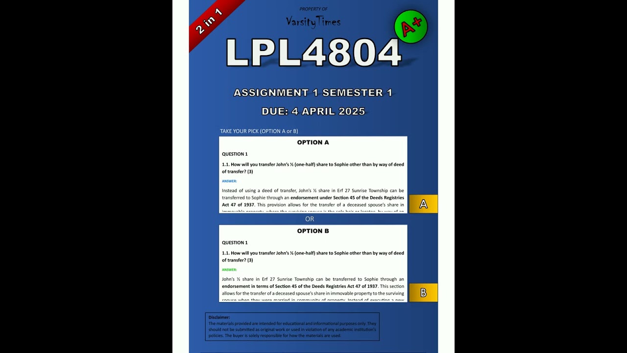 LPL4804 Assignment 1 Answers Semester 1 2 in 1 DUE 4 April 2025