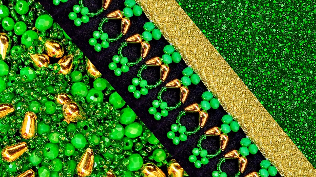 Tutorial on a very stylish and elegant beaded fringe design#diy 💫💚💫