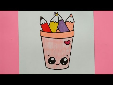 How To Draw A Cute Pencil Pot - Easy Drawings