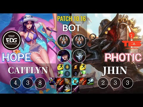 EDG Hope Caitlyn vs TES Photic Jhin Bot - KR Patch 10.16