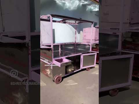 Silver stainless steel street food cart