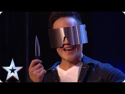 DANGER ALERT: Blindfolded magician THROWS A KNIFE at Dec! | Auditions | BGT 2018 Video
