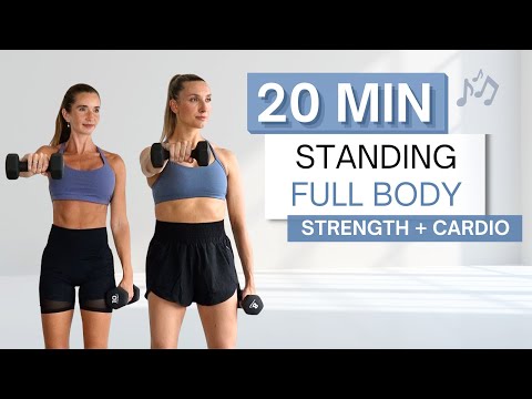 20 min STANDING FULL BODY WORKOUT | Strength + Cardio to the Beat ♫ | Low Impact Options Provided