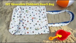 How to Sew a Reversible Children's Beach Bag: Fun DIY Tutorial! Book Bag, Tote Bag