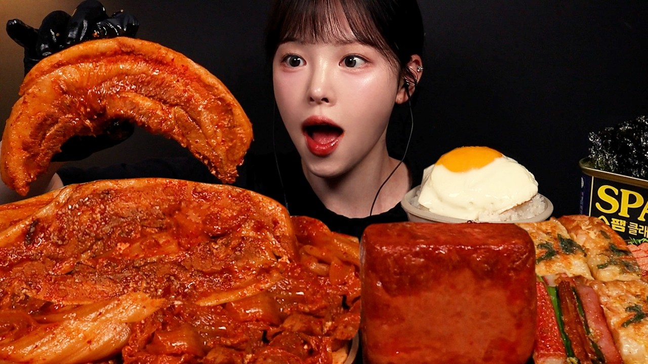 SUB)레전드 통삼겹 김치찜 먹방!🔥통스팸 새우전 꼬지전까지 한식 집밥 꿀조합 Kimchijjim Homemade Meal Mukbang As