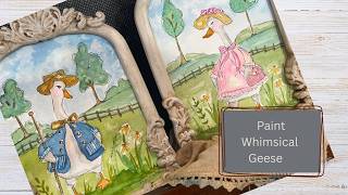 Whimsical Watercolor Goose Painting Tutorial | Pen & Ink Details