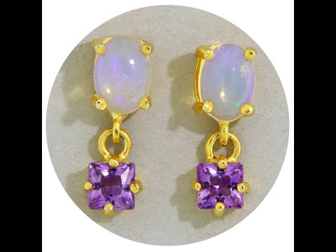 Cercei Argint 925 Auriti Opal Ametist Naturale - Lumina si Armonie