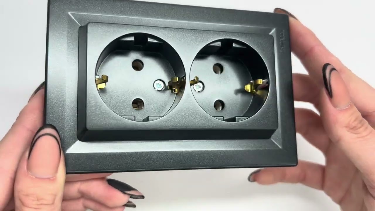 Розетка двойная с/з SCHNEIDER Asfora антрацит