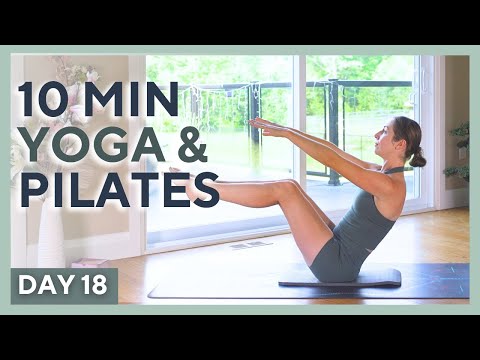 DAY 18 💚 10 min Morning Yoga & Pilates - FULL BODY FLOW - Yogalates Challenge