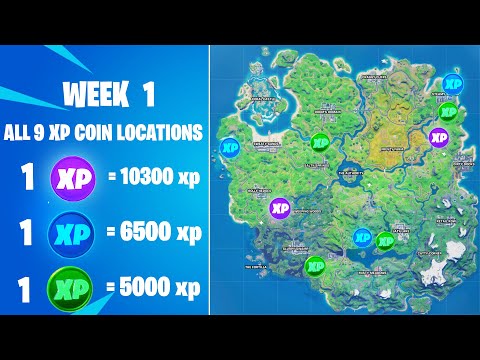 All 9 XP Coin Locations Week 1! Fortnite Week 1 Xp Coins - Fortnite Chapter 2 Season 4