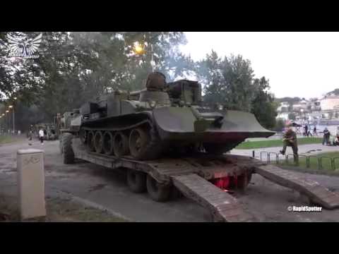 Unloading Russian Serbian Military Engeneering Tank - M-84AI The Polish WZT-3