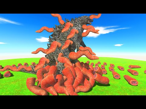 GODZILLA vs 99+ Blade Worm - Animal Revolt Battle Simulator