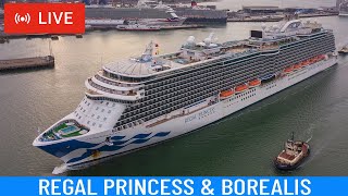SHIPS TV - Regal Princess & Borealis Cruise Ships Departing Port of Southampton (LIVE)
