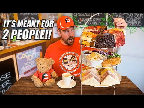 Most Teams of 2 Can’t Finish Britain’s Biggest Afternoon Tea Challenge, so I Tried by Myself!!