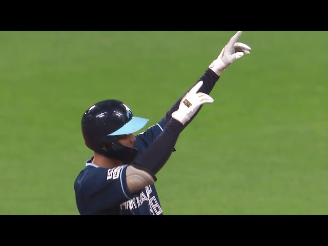【2回裏】初球を捉えた!! ファイターズ・石井一成 ライトオーバーの2点タイムリー2ベースヒット!! 2025年7月26日 北海道日本ハムファイターズ 対 千葉ロッテマリーンズ