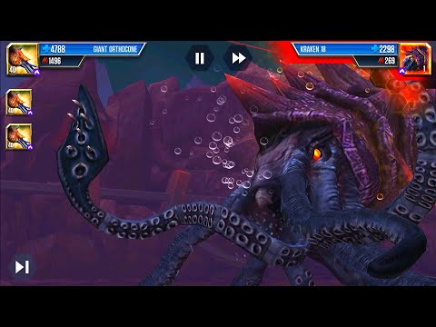 GIANT ORTHOCONE VS KRAKEN 18 GOD | JURASSIC WORLD THE GAME