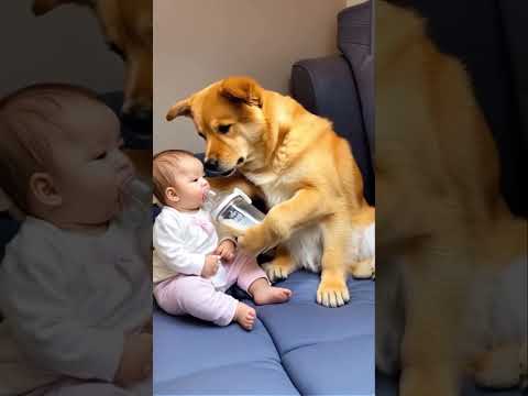 Dog feeds baby milk 😱🤣🍼👶🏻❤️🚀🌈✅