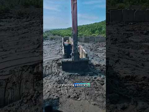 Stacking large concrete blocks on the beach#shorts #excavator #satisfying #working