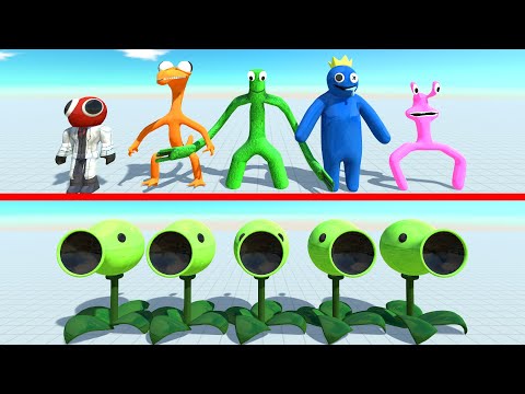 Peashooter vs X5 Rainbow Friends - Animal Revolt Battle Simulator