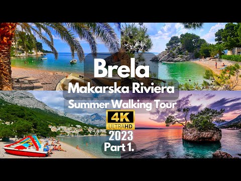 Brela Beach - Makarska Riviera, Croatia 4K - Punta Rata SUMMER Walking Tour 2023 - Part 1