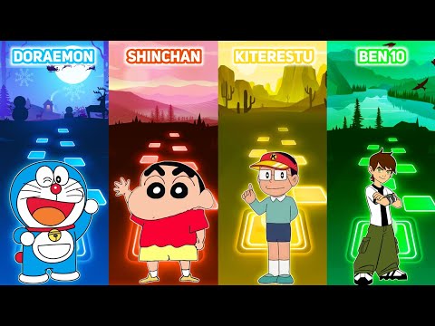 Doraemon vs Shinchan vs Kiteretsu vs Ben 10 (Hindi Theme Songs) - Tiles Hop EDM Rush