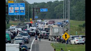 Drive by view of fatal crash scene on Garden State Parkway in Lacey Township, New Jersey