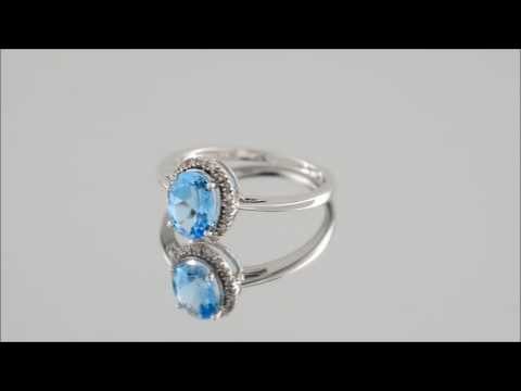 9ct White Gold Blue Topaz And Diamond Cluster Ring - D6868