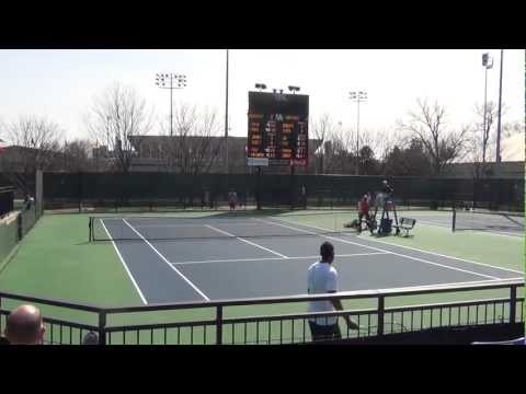 Kobelt serving down 3-6 1-4 versus Tom Jomby